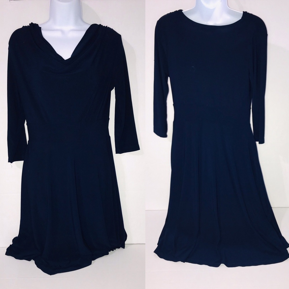 Avital Navy Blue Dress 3/4 Sleeve Size Small